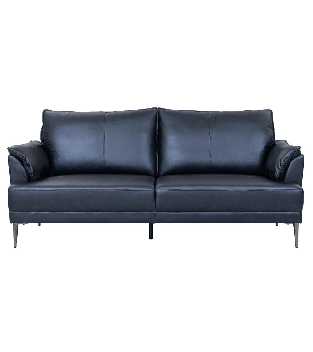 Soul 3-seters sofa i svart semianilinskinn med svarte metallben
