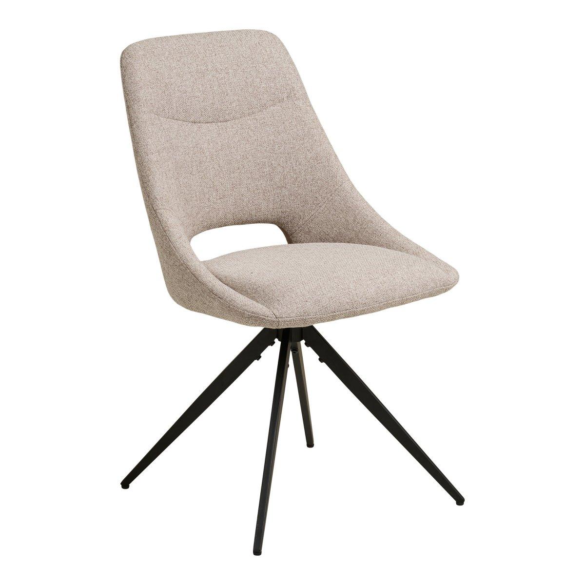 House Nordic Dokka spisestuestol i sand polyester med svingbar svart stålbase