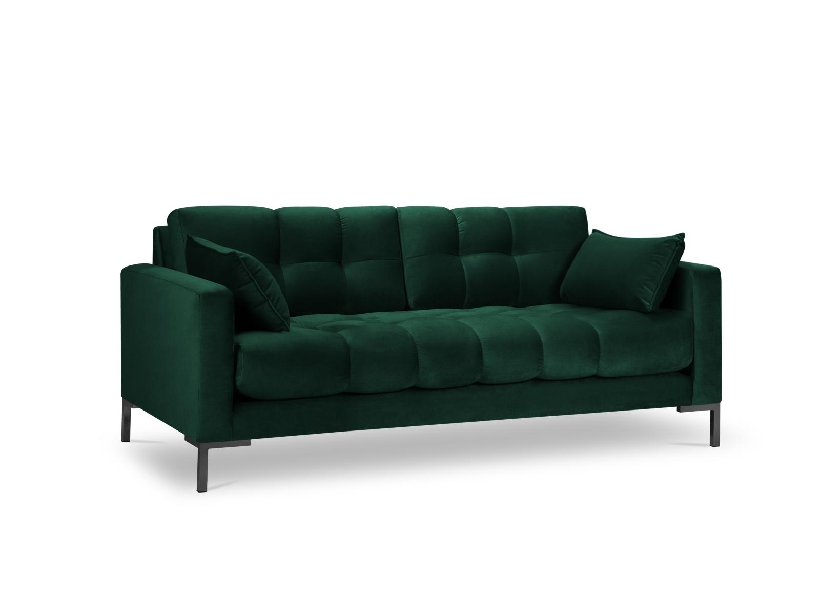 MICADONI Mamaia 3-seters sofa i grønn fløyel med sorte metallben