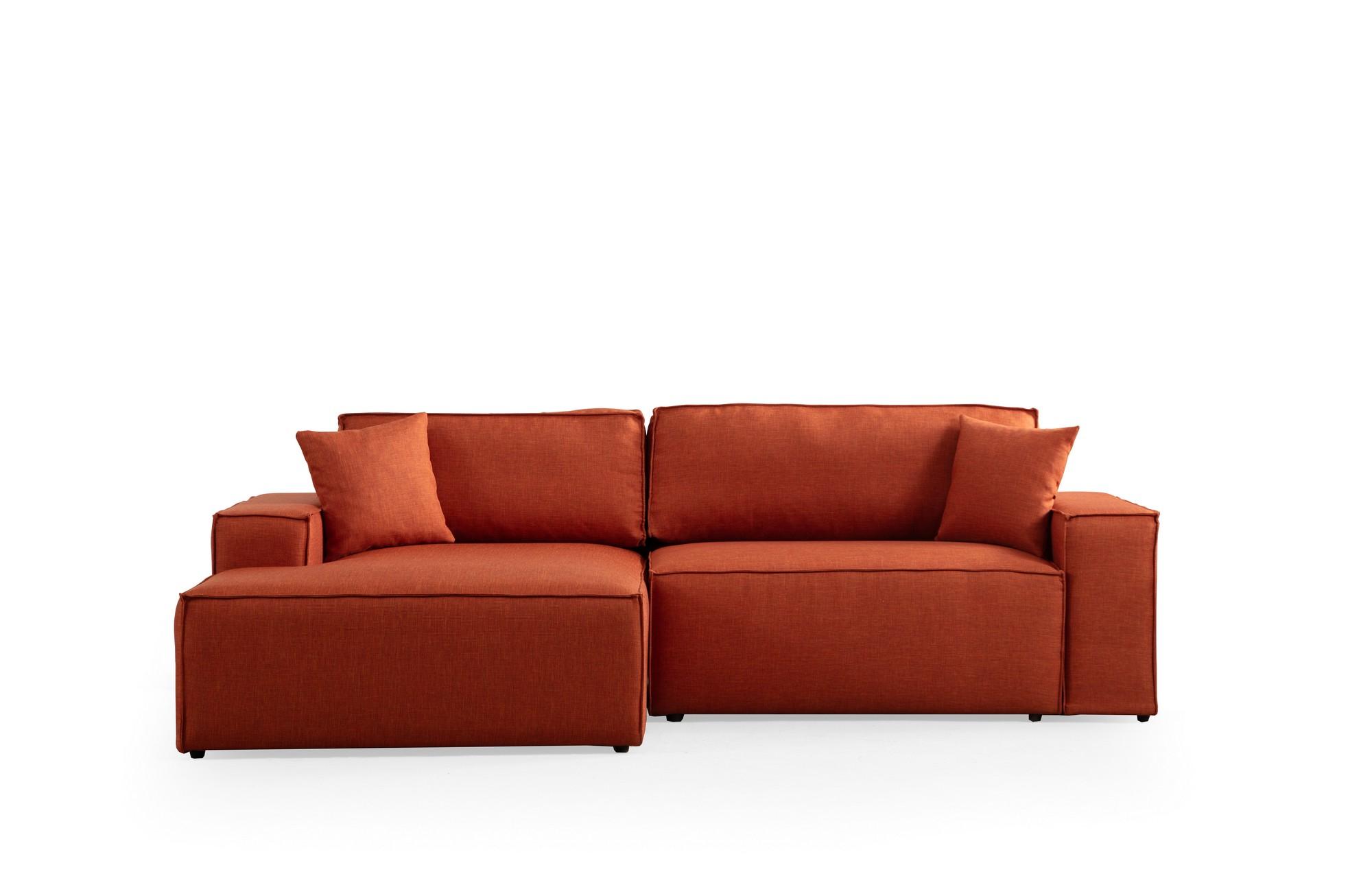 NORDVÄRK Pørlo venstrevendt hjørnesofa i varm oransje stoff