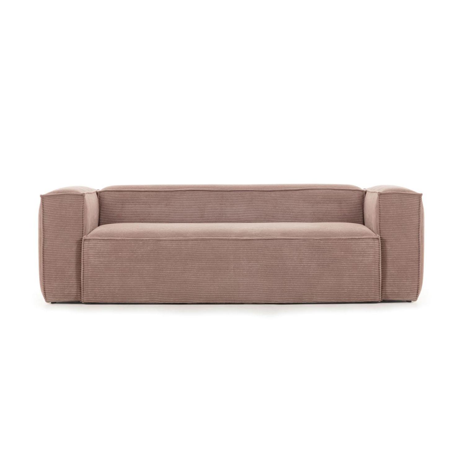 KAVE HOME Blok 3-seters sofa i rosa fløyel