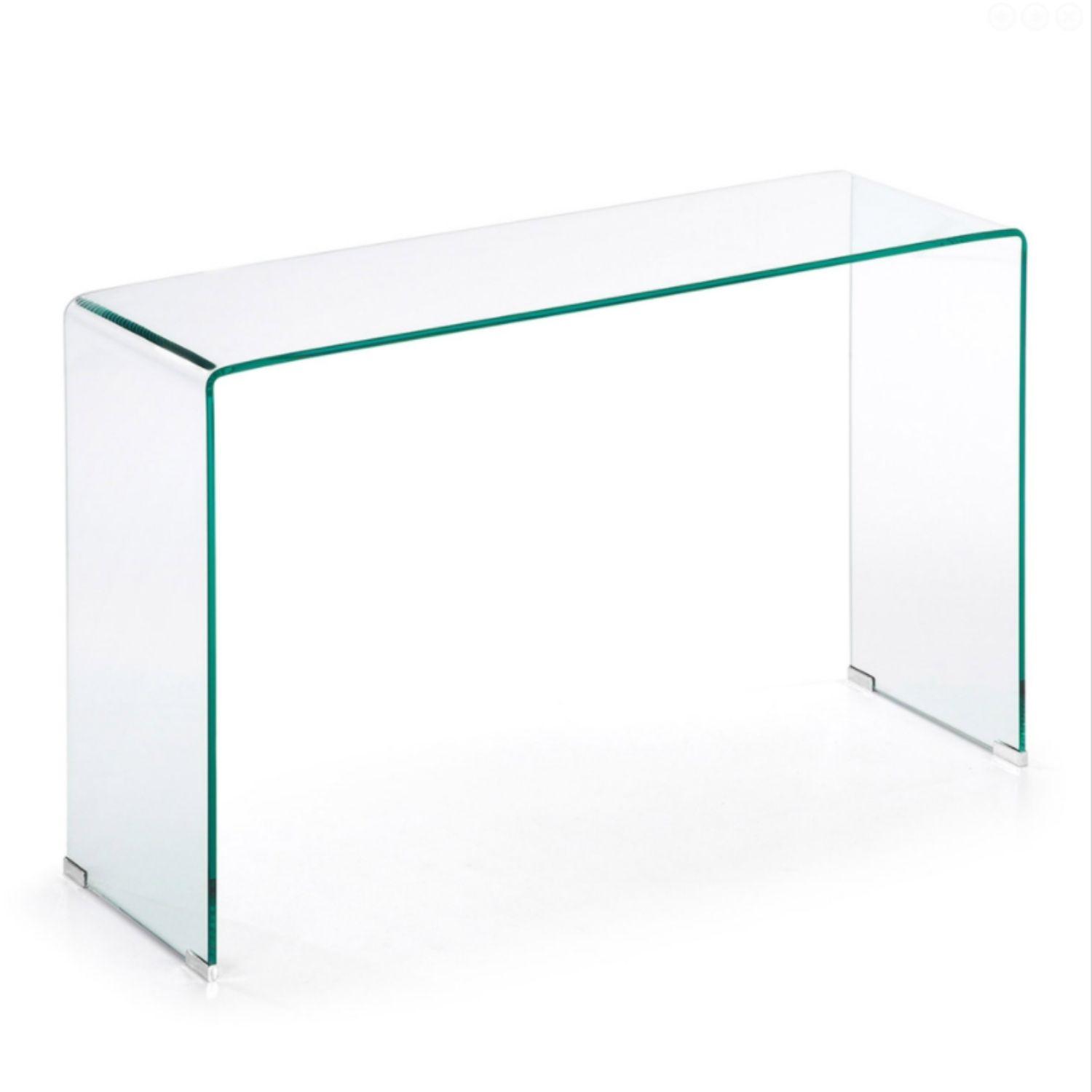 Kave Home Burano konsollbord i klart glass, rektangulært, 125x40 cm, minimalistisk og transparent