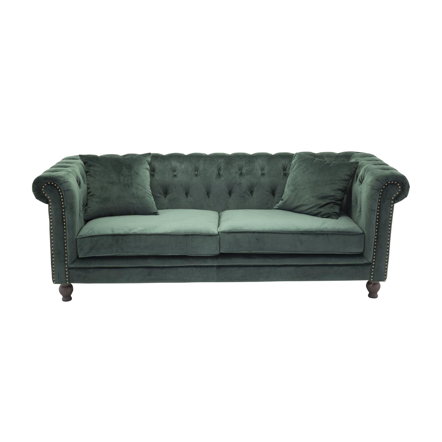 VENTURE DESIGN Velvet 3-seters sofa i grønn velur med treben
