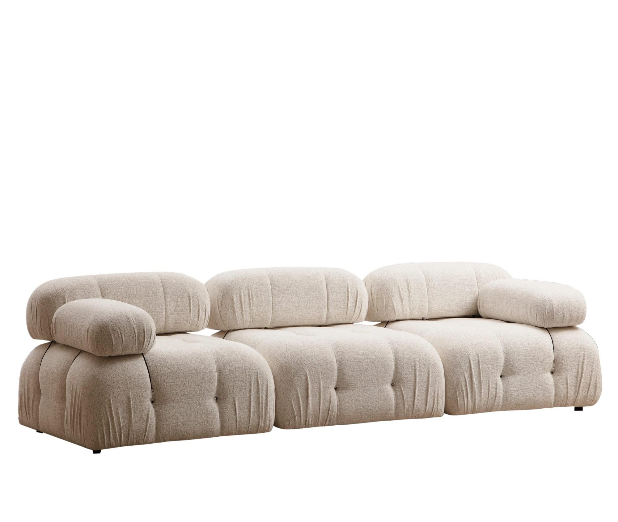 NORDVÄRK Bubble 3-seters modulsofa i lyst bouclé-stoff