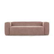 KAVE HOME Blok 3-seters sofa i rosa fløyel