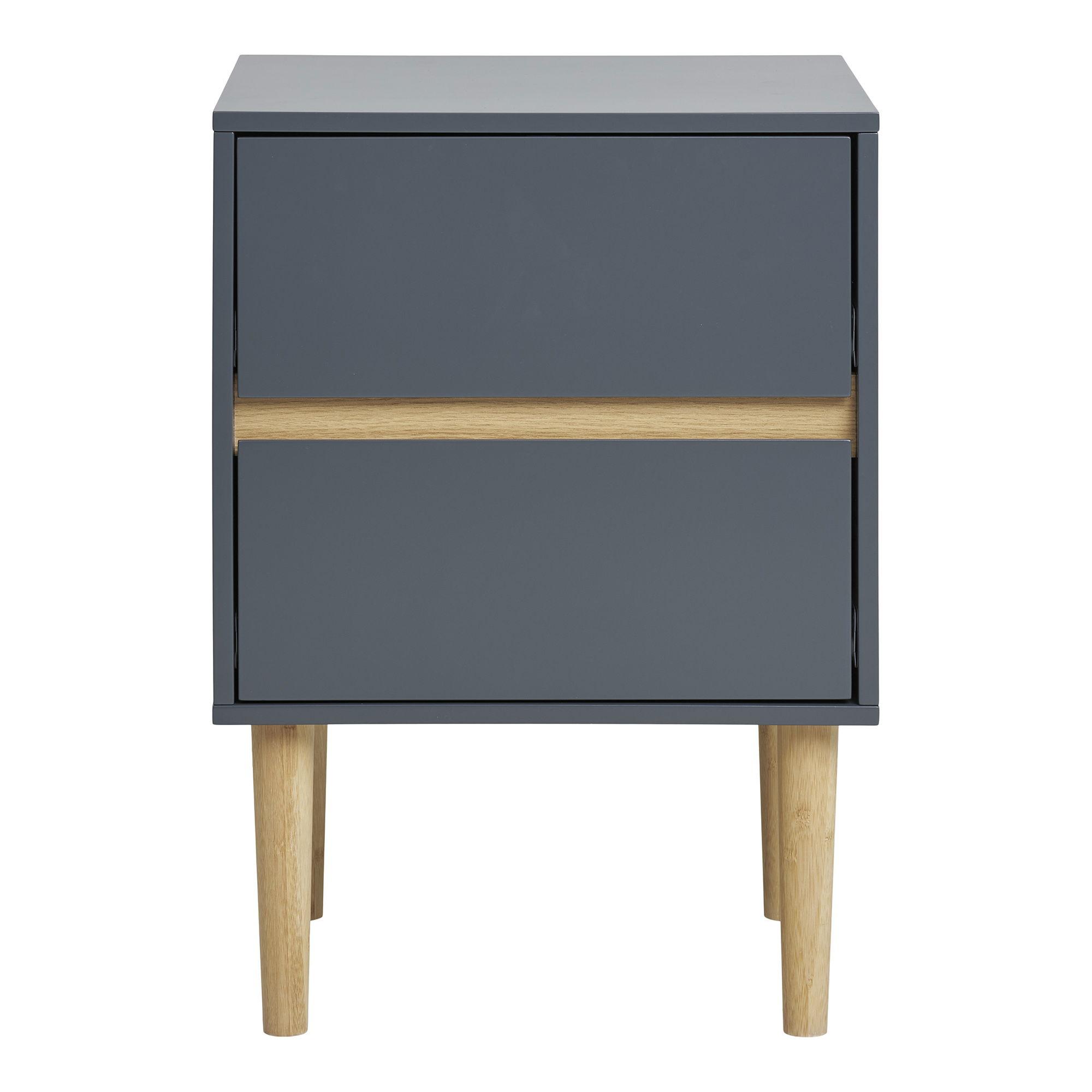 HOUSE NORDIC Bisley sidebord i mørkegrå MDF med to skuffer