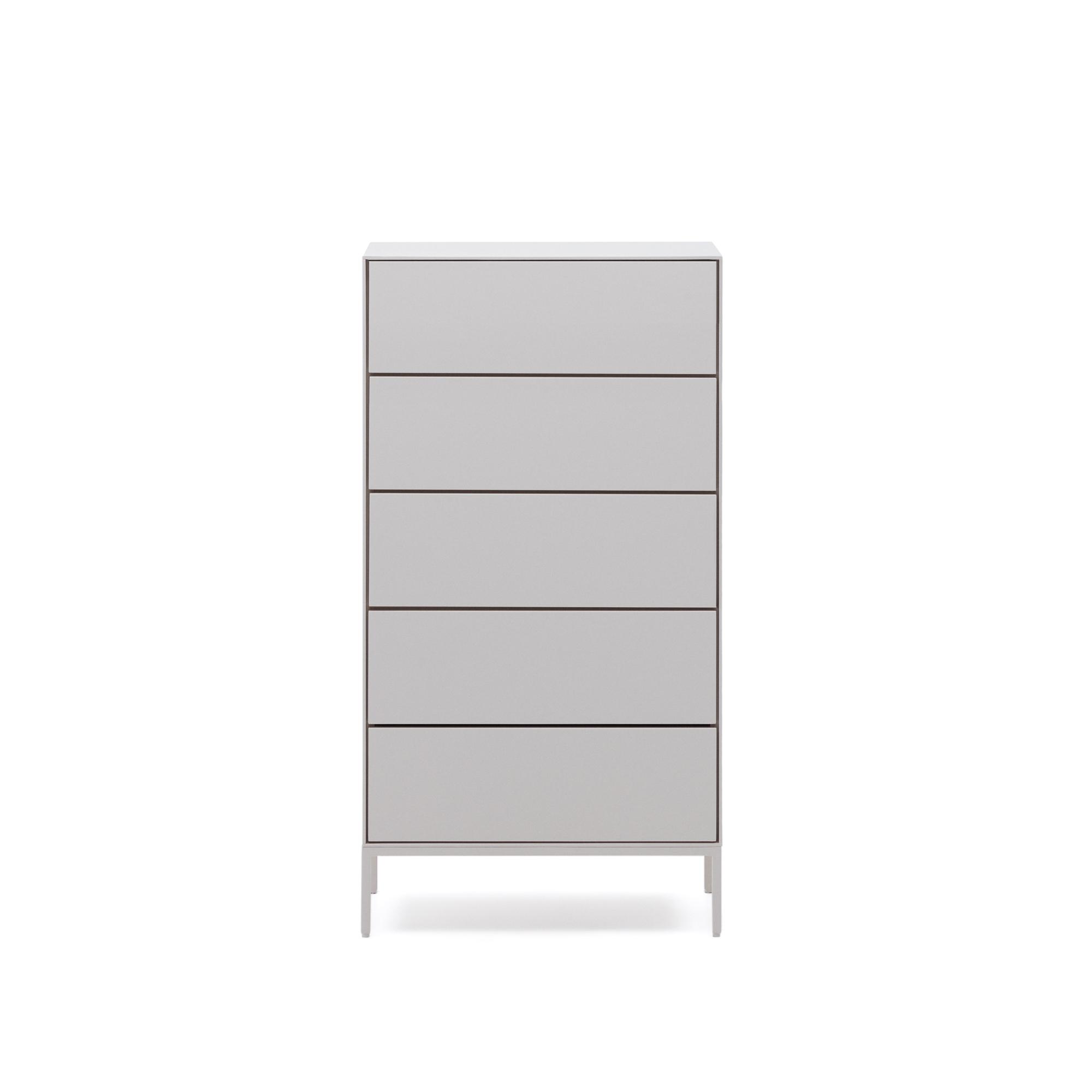 Kave Home Vedrana kommode i hvit MDF med fem skuffer og matte fronter, 60x114 cm