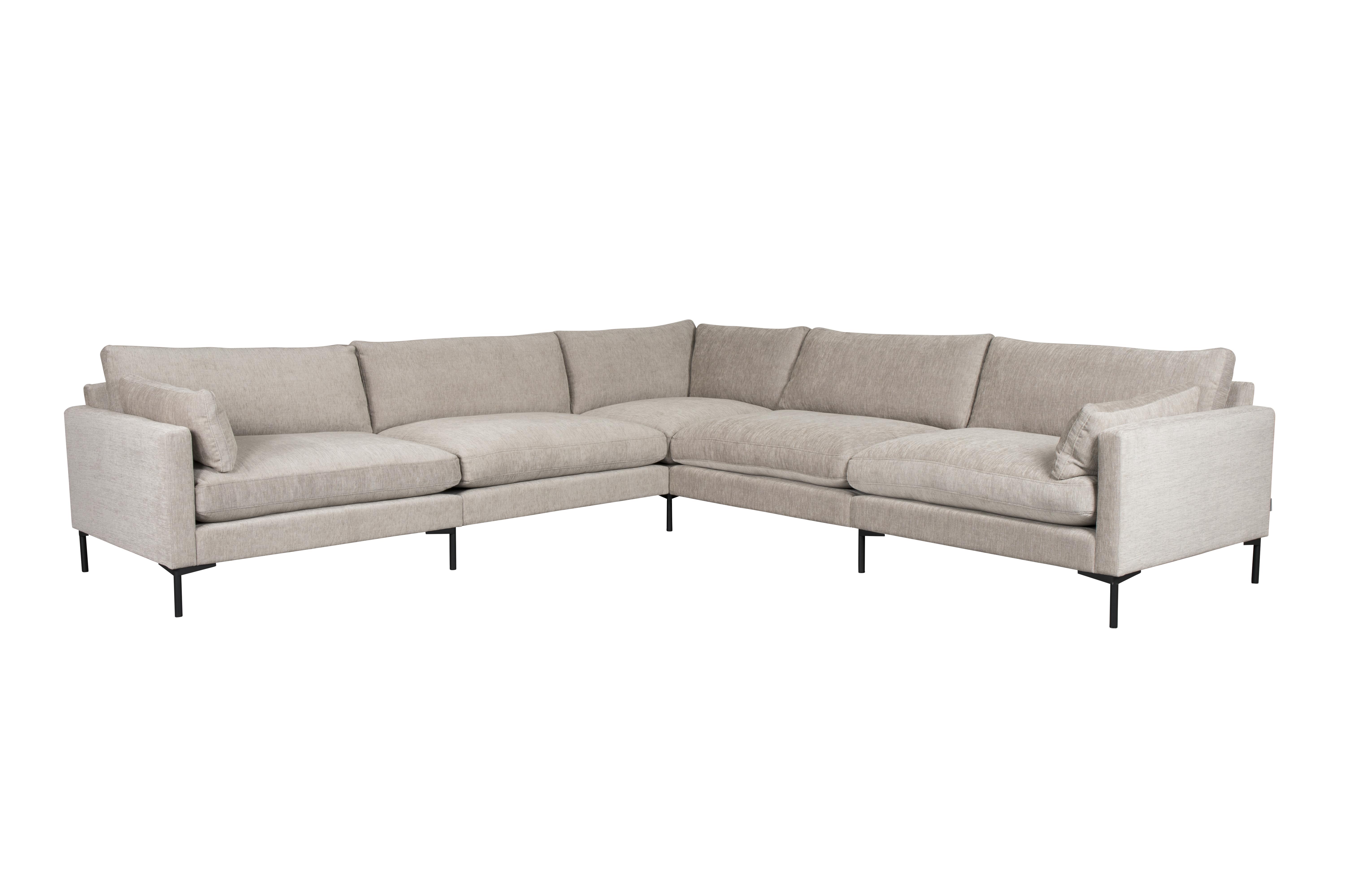 ZUIVER Sommer 7-seters hjørnesofa i lys grå polyester med stålrammer