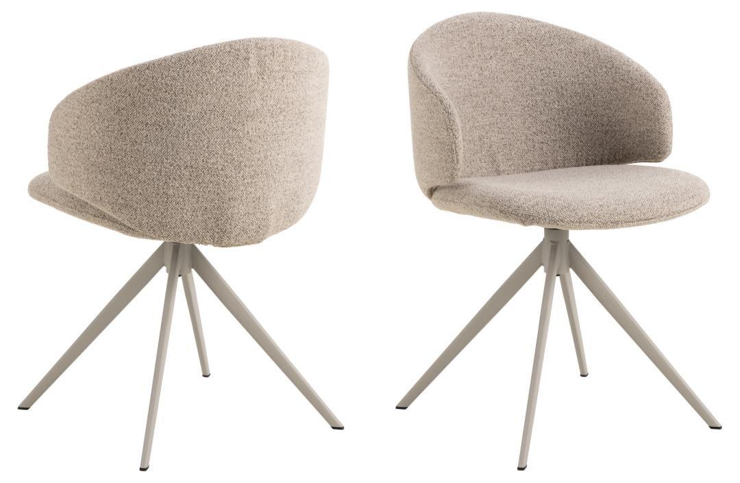 ACT Nordic Ella spisestuestol i beige Monza-stoff med grått 4-stjerners stålunderstell